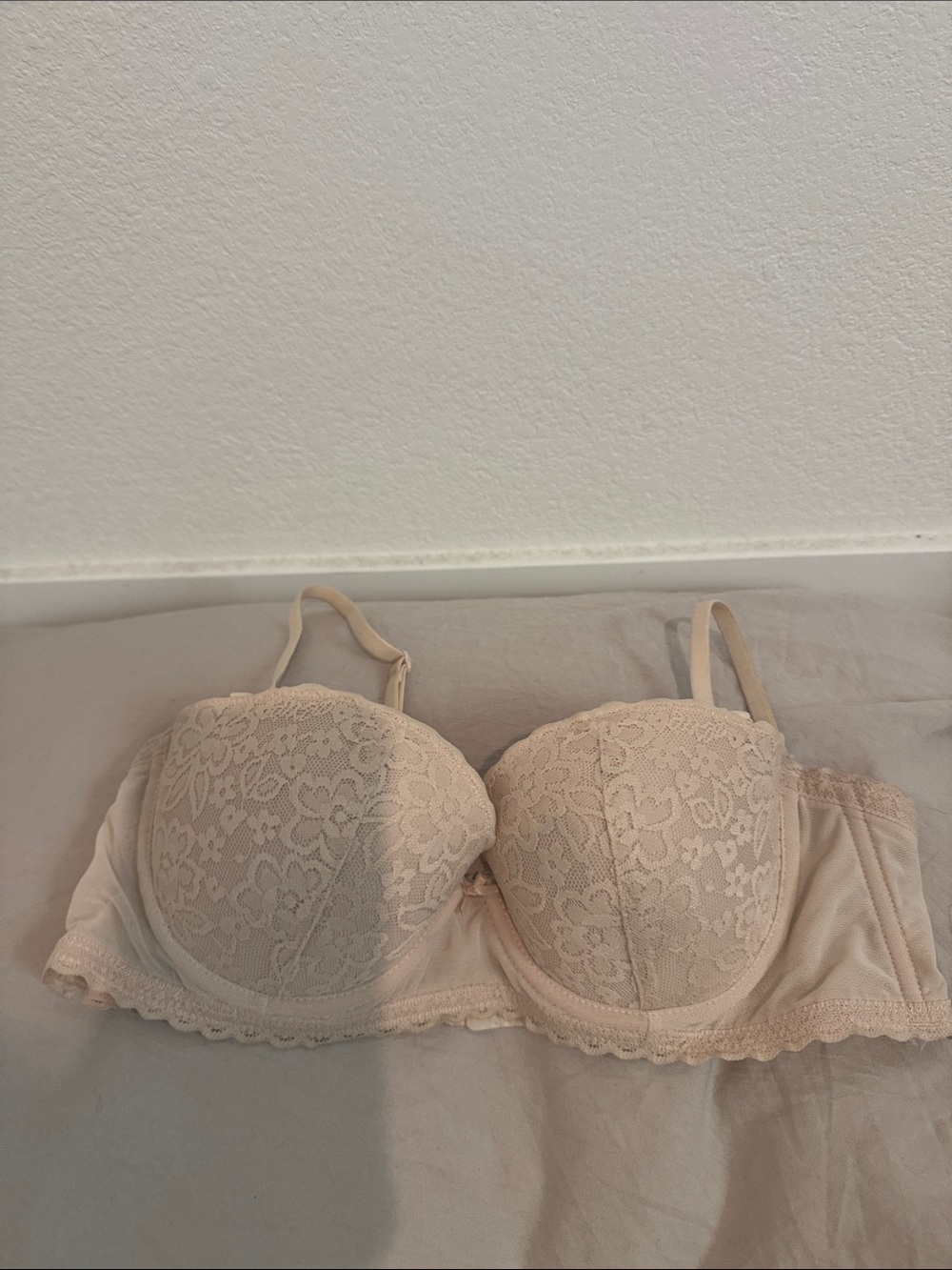 aerie Lace Strapless Convertible Bra - Light Beige